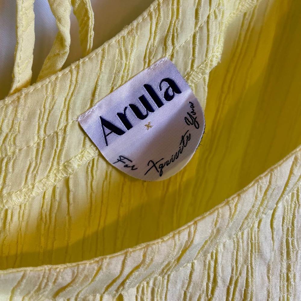 NWT Arula Women’s Lemon Yellow Lantern Sleeve Summer Top / size XL - Picture 6 of 10